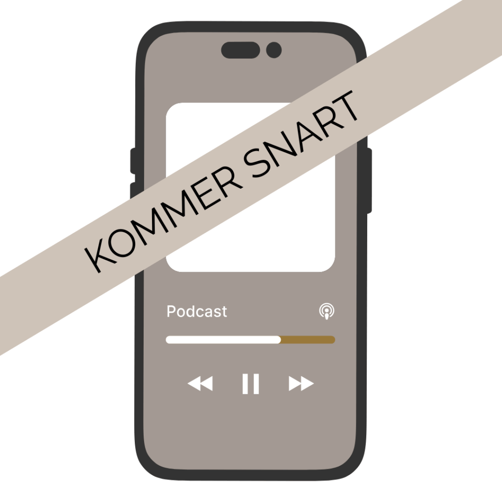 Et billede af en smartphone, hvor skærmen viser podcast